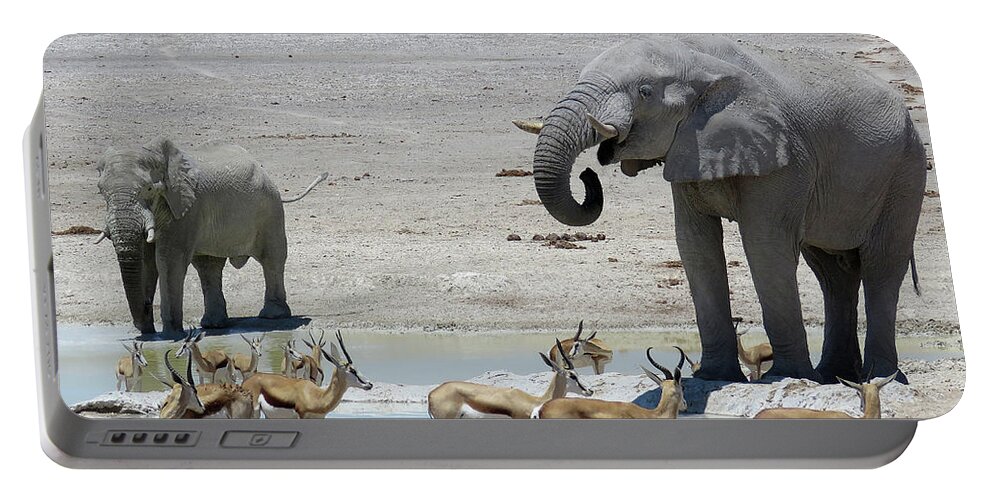 Africa Portable Battery Charger featuring the photograph At the water Hole ... by Eric Pengelly