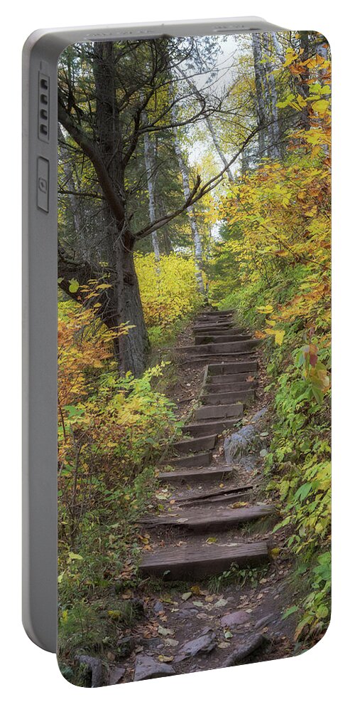 Autumn Portable Battery Charger featuring the photograph Autumn Ascension at Jay Cooke State Park by Susan Rissi Tregoning