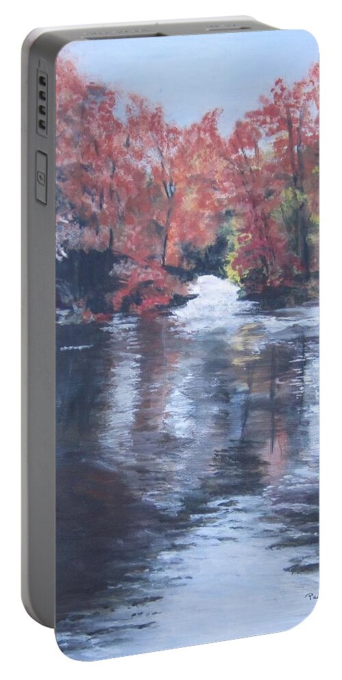 Painting Portable Battery Charger featuring the painting Autumn Glimmers by Paula Pagliughi