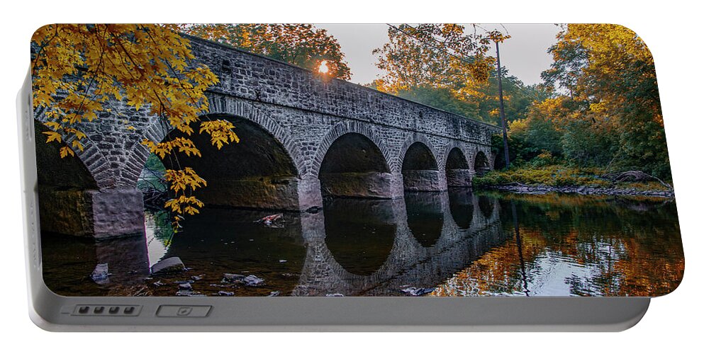 Autumn Portable Battery Charger featuring the photograph Autumn in Evansburg - Skippack Creek by Bill Cannon