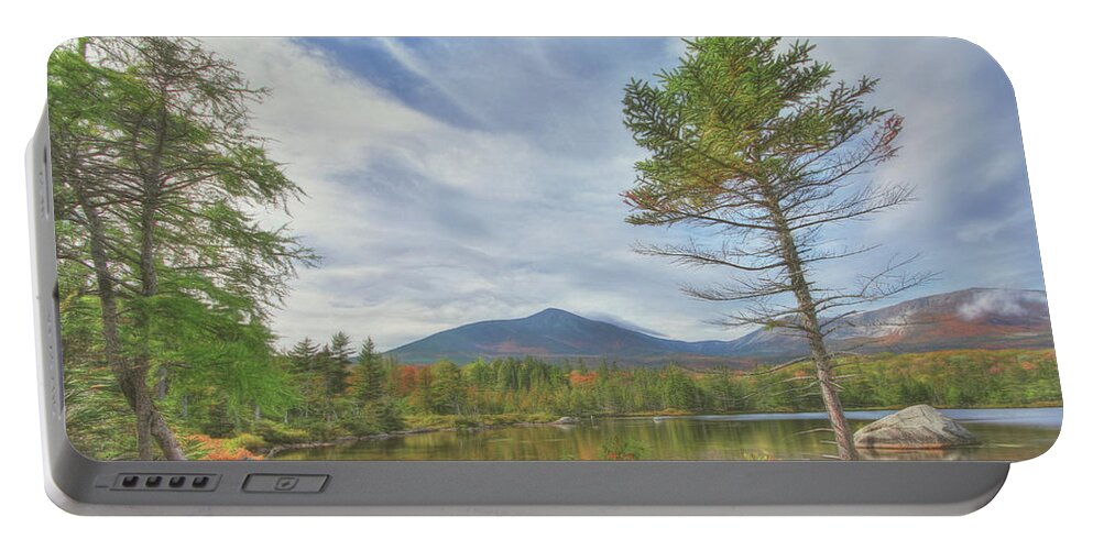 Maine Portable Battery Charger featuring the digital art Autumn in Maine by Sharon Batdorf