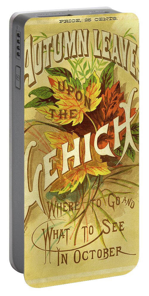 Railroad Brochure Portable Battery Charger featuring the mixed media Autumn Leaves Upon the Lehigh by Frank H Taylor