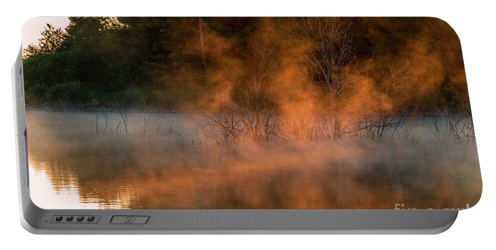 Autumn Portable Battery Charger featuring the photograph Autumn Morning Mist by Sandra J's