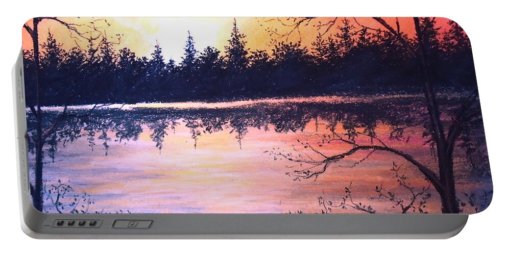 Sunset Portable Battery Charger featuring the painting Autumn Nights by Jen Shearer