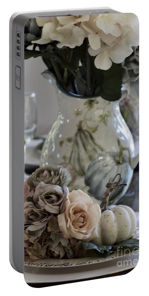 Autumn Portable Battery Charger featuring the photograph Autumn Placesetting For Two by Sherry Hallemeier