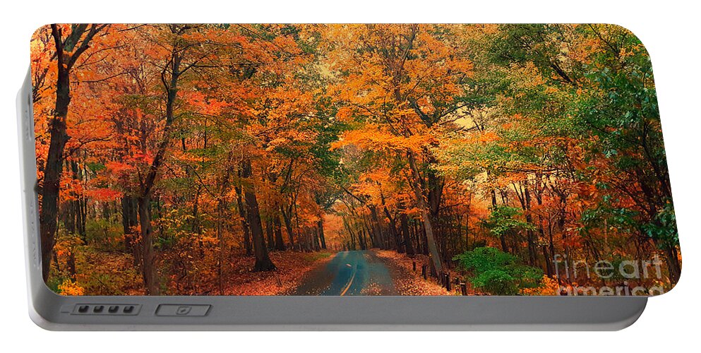Foliage Portable Battery Charger featuring the photograph Autumn Rain by Dani McEvoy