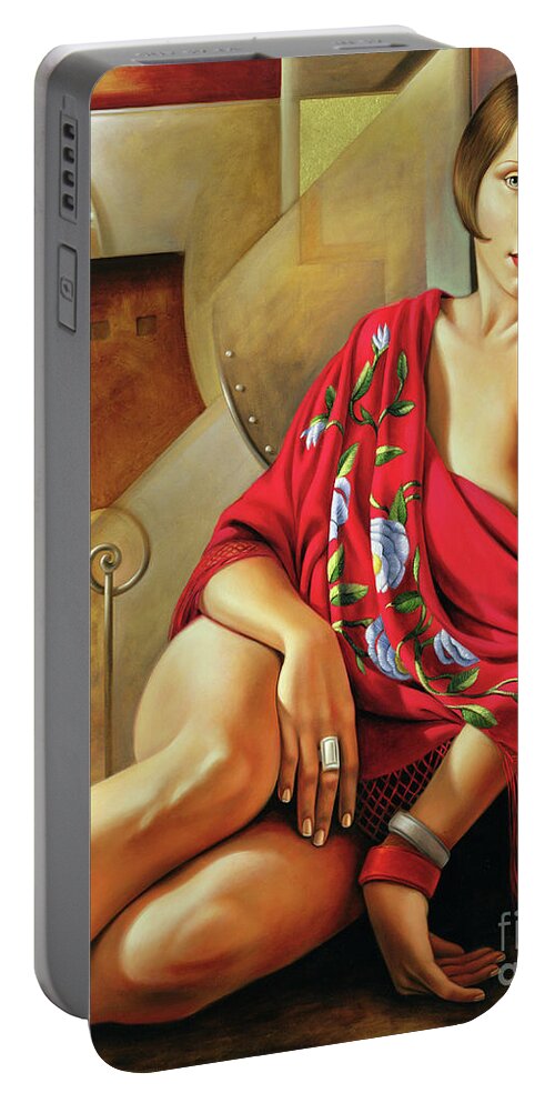 Seductive Portable Battery Charger featuring the painting Autumn Ruby by Catherine Abel