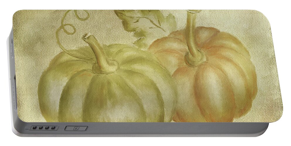 Pumpkin Portable Battery Charger featuring the digital art Autumn's Gifts by Lois Bryan