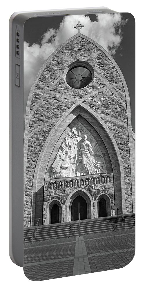 Ave Maria Portable Battery Charger featuring the photograph Ave Maria Cathedral Black and White by Kathi Mirto