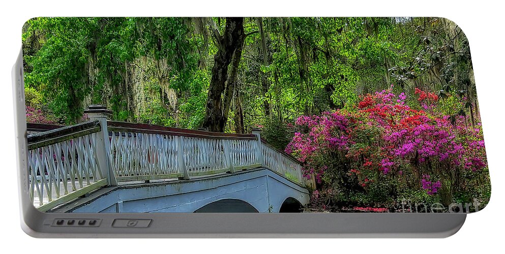 Scenic Portable Battery Charger featuring the photograph Azalea Bridge by Kathy Baccari