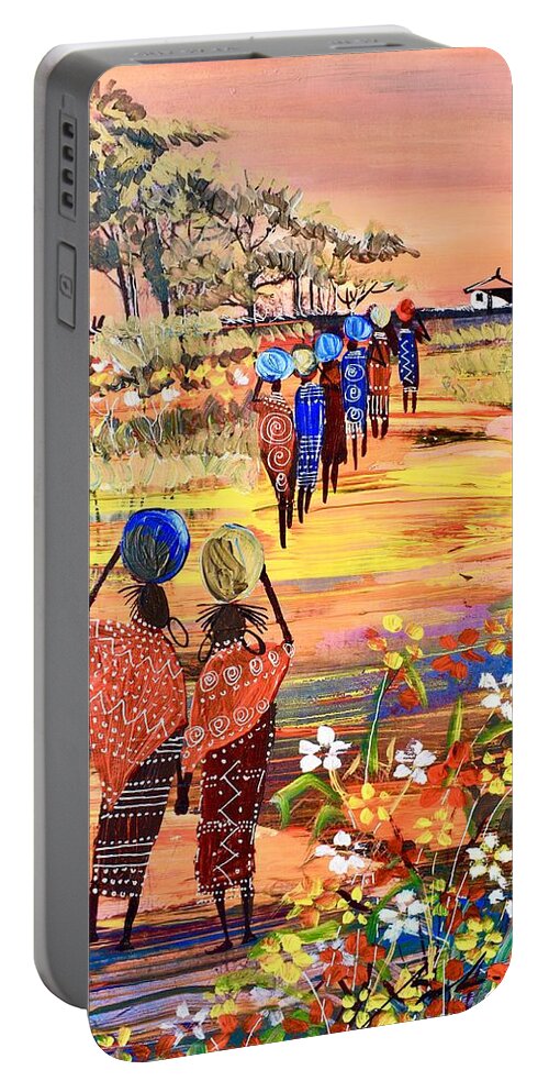Africa Portable Battery Charger featuring the painting B-390 by Martin Bulinya