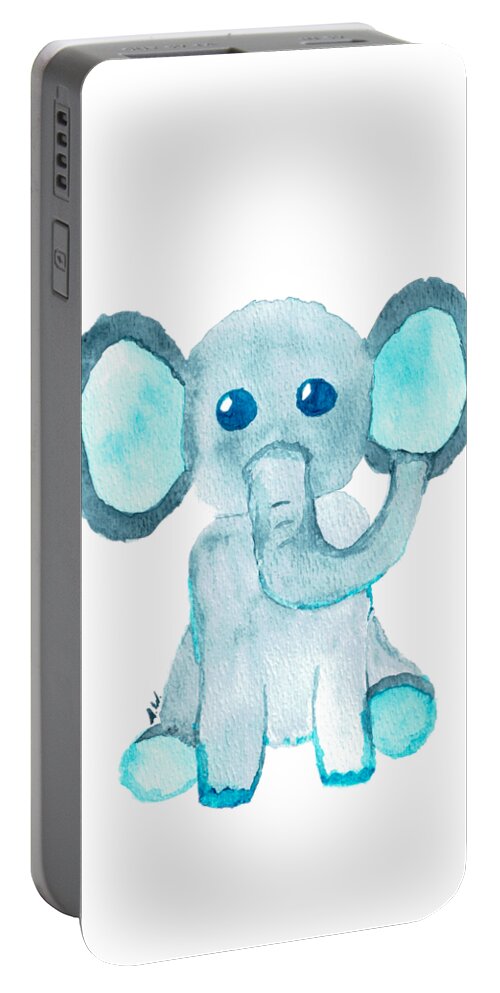 Elephant Portable Battery Charger featuring the painting Baby Elephant by Sarah Warman