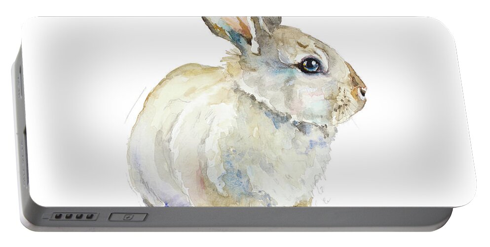 Baby Portable Battery Charger featuring the mixed media Baby Rabbit by Patricia Pinto