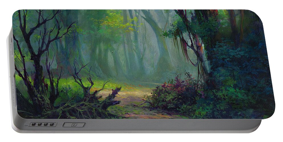 Michael Humphries Portable Battery Charger featuring the painting Back Trail by Michael Humphries