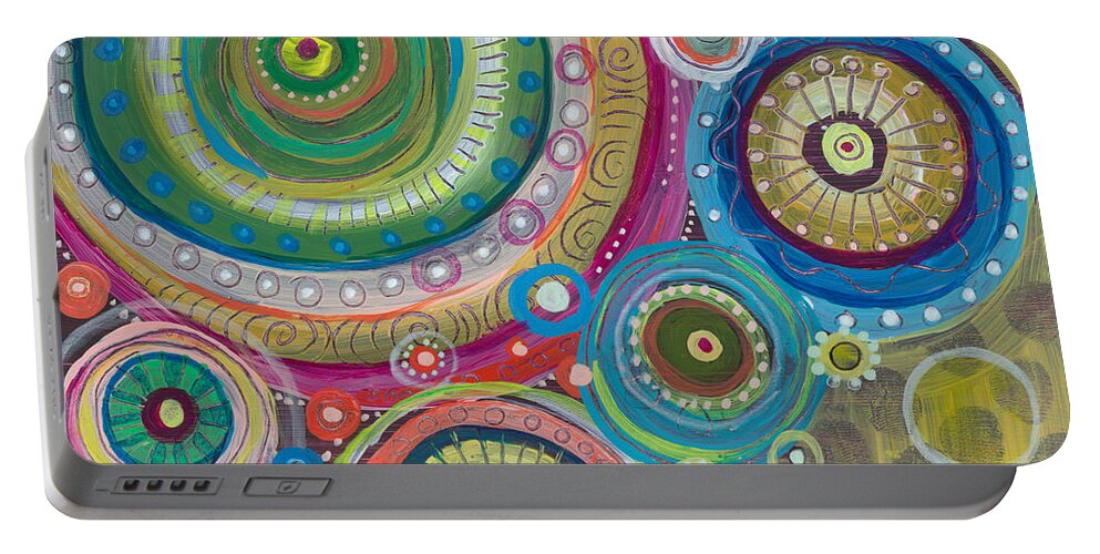 Balance Portable Battery Charger featuring the painting Celebrate Chaos by Tanielle Childers