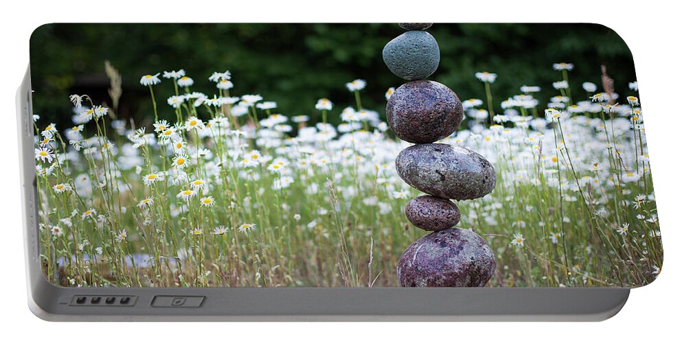 Meditation Zen Yoga Mindfulness Stones Nature Land Art Balancing Sweden Portable Battery Charger featuring the photograph Balancing art #15 by Pontus Jansson