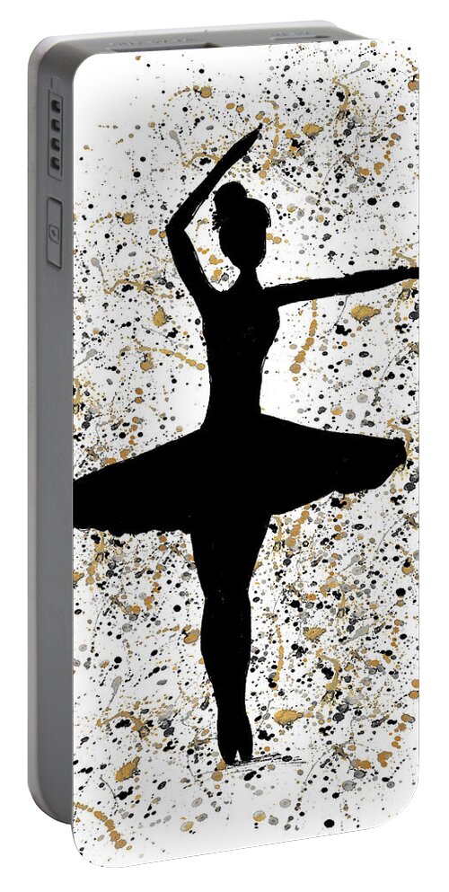Ballerina Portable Battery Charger featuring the mixed media Ballerina Silhouette IIi by Kali Wilson