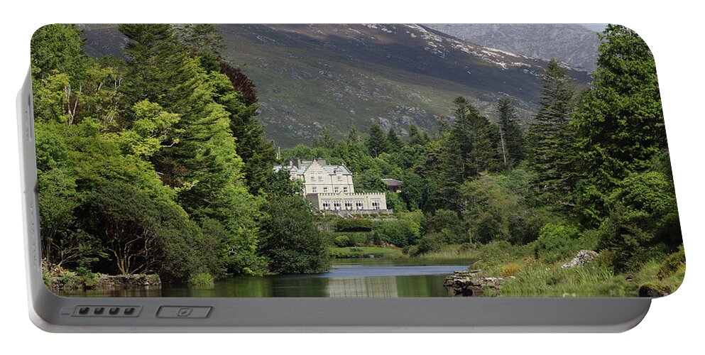 Castle Ireland Connemara Galway River Mountains Fishing Trees Forest Nature Photography Landscape Portable Battery Charger featuring the photograph Ballynahinch Castel by Peter Skelton
