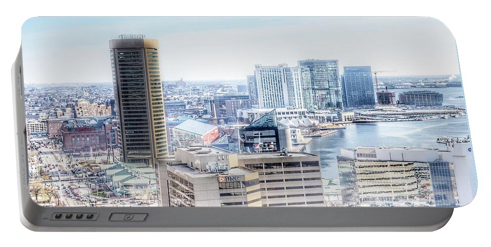 Baltimore Portable Battery Charger featuring the photograph Baltimore Inner Harbor Aerial Landscape, Maryland by Marianna Mills