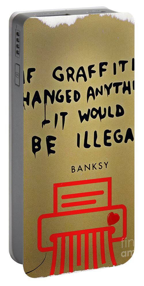 Banksy Portable Battery Charger featuring the mixed media Banksy by Binka Kirova