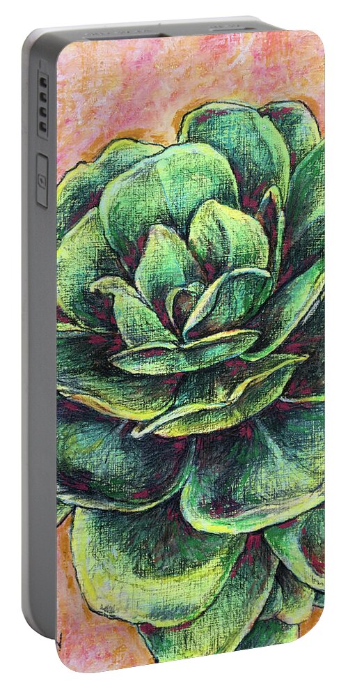 Green Portable Battery Charger featuring the pastel Barbados Green by AnneMarie Welsh
