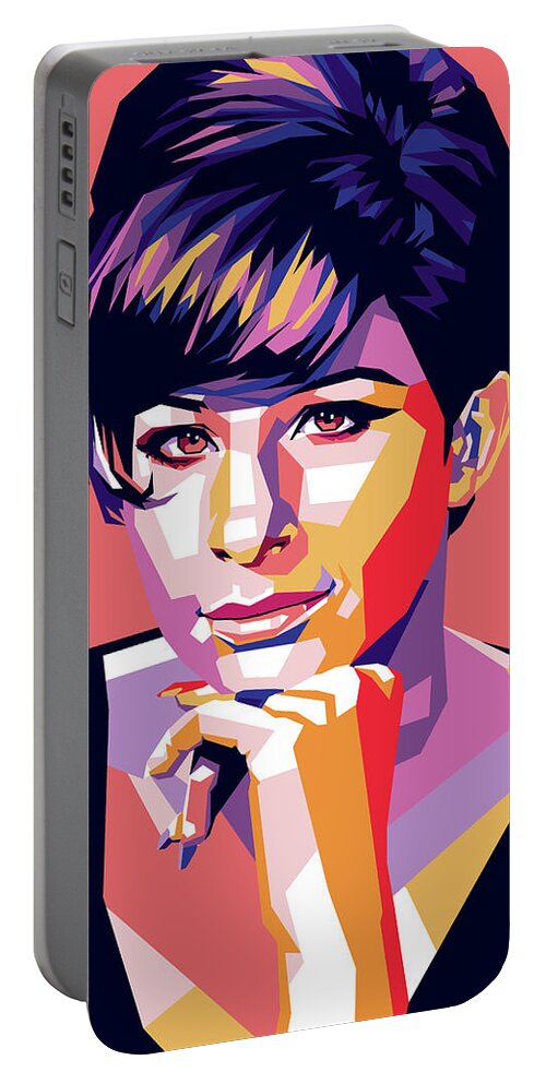 Barbra Streisand Portable Battery Charger featuring the digital art Barbra Streisand pop art by Stars on Art