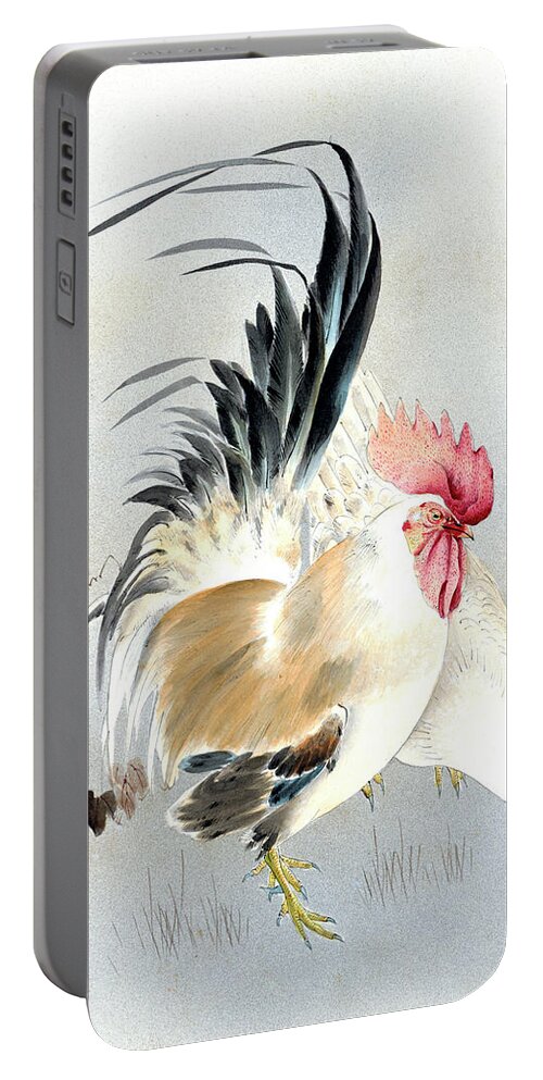 Hotei Portable Battery Charger featuring the painting Barnyard Fowl by Hotei