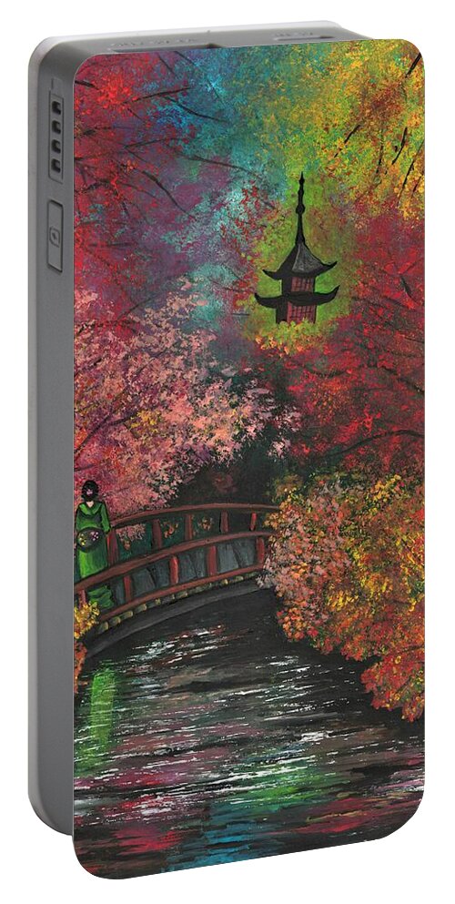 Autumn Portable Battery Charger featuring the painting Bathed in colors by Tara Krishna