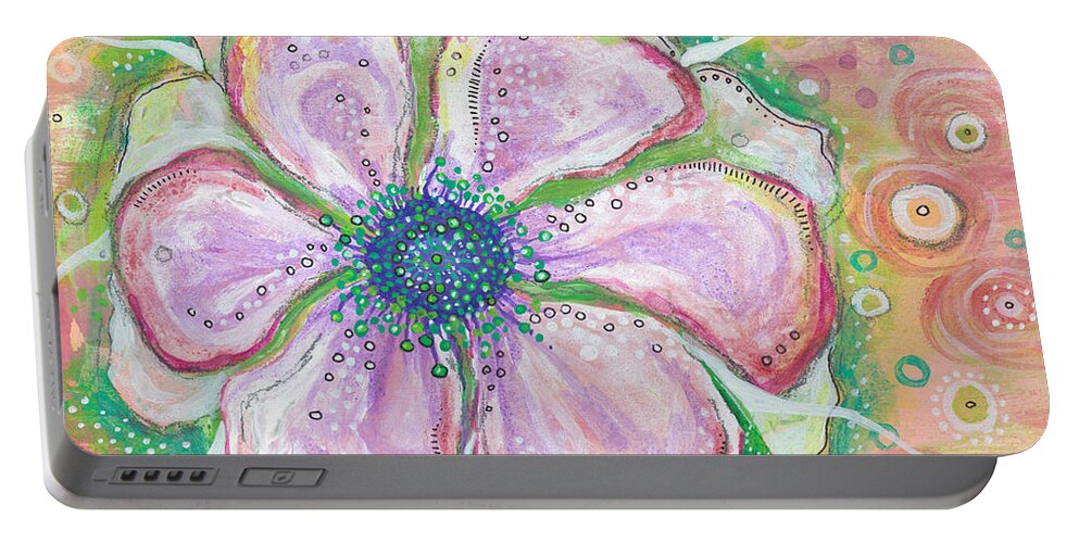 Flower Painting Portable Battery Charger featuring the painting Be Still My Heart by Tanielle Childers