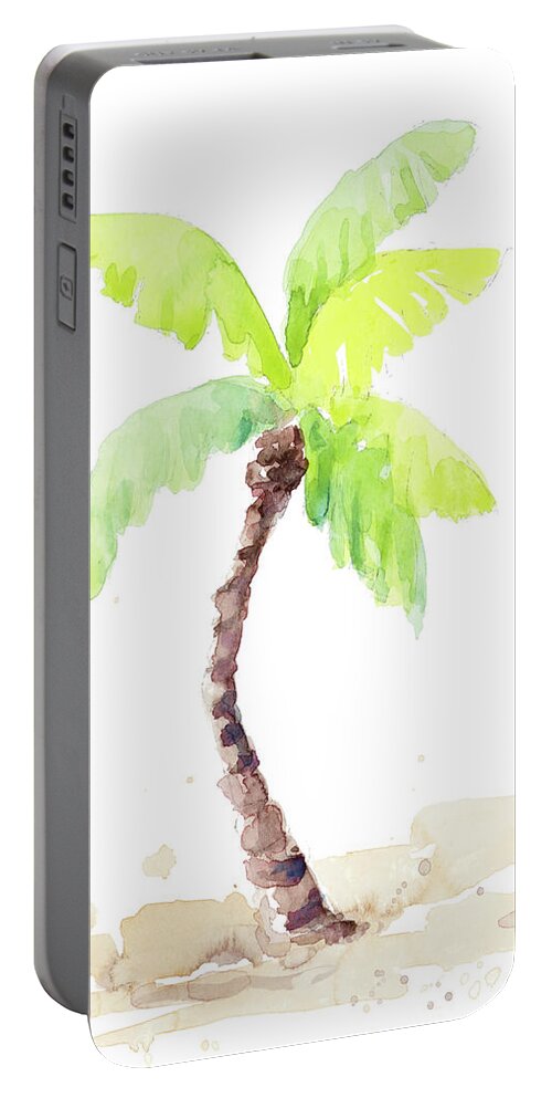 Beach Portable Battery Charger featuring the mixed media Beach Life Palm Tree In Sand by Lanie Loreth