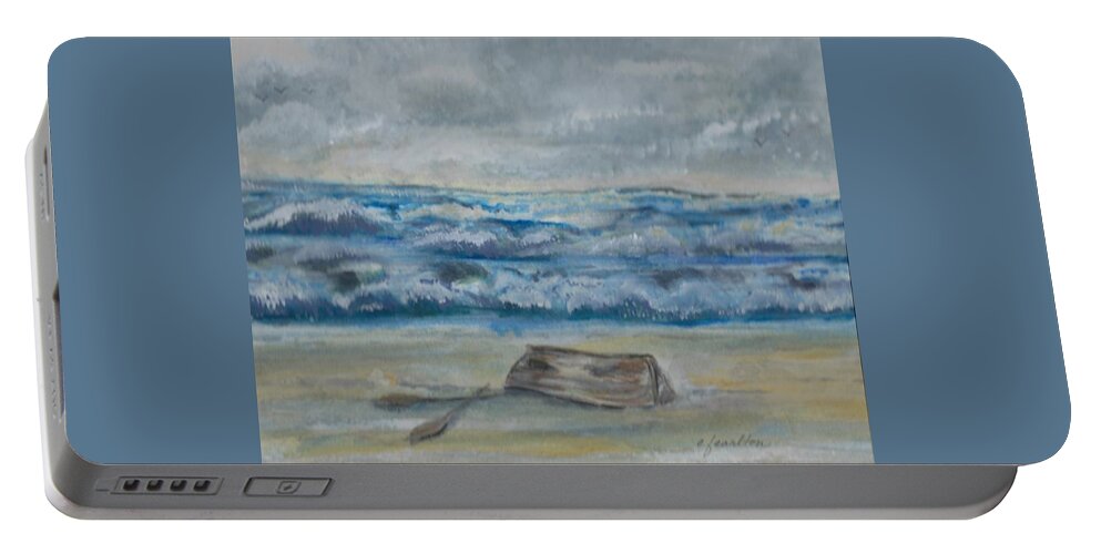 Ocean Portable Battery Charger featuring the painting Beached by Claudette Carlton