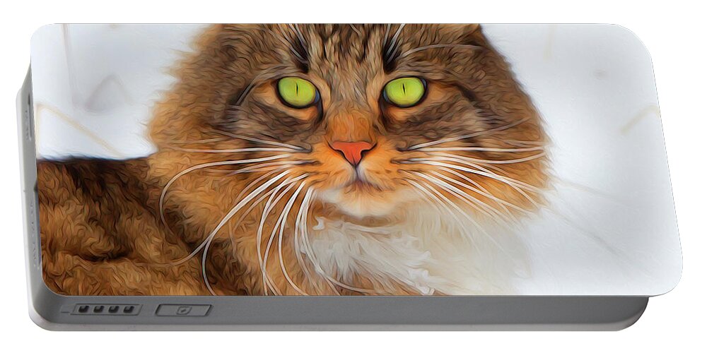 Portrait Portable Battery Charger featuring the photograph Beautiful Hunter The Cat by Theresa Tahara
