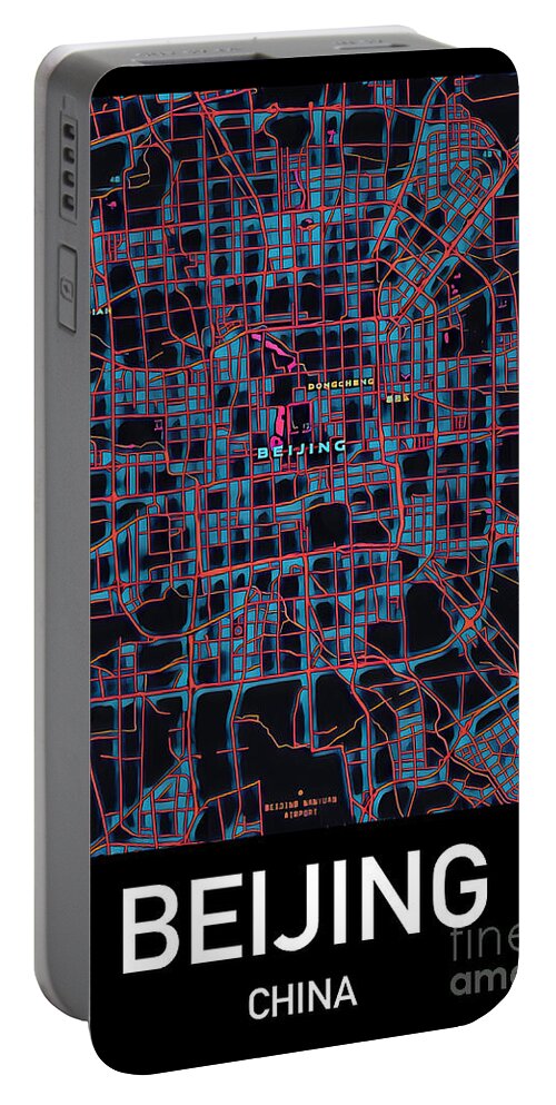 Beijing Portable Battery Charger featuring the photograph Beijing City Map by HELGE Art Gallery
