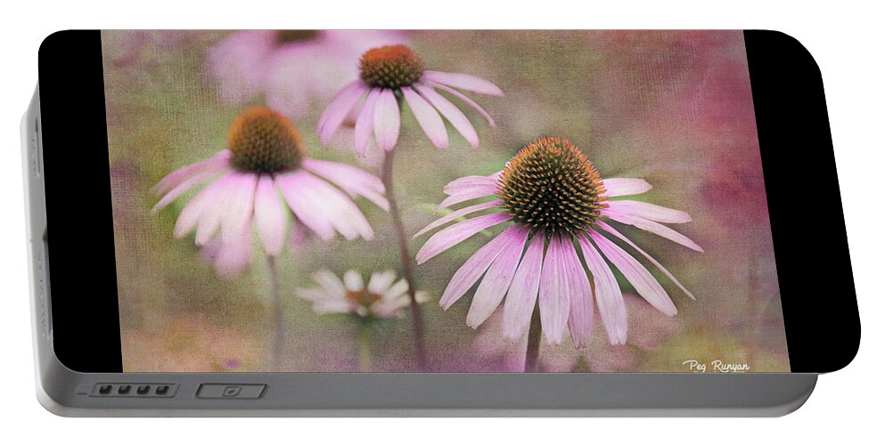 Cone Flower Portable Battery Charger featuring the photograph Believe and Beat Cancer by Peg Runyan