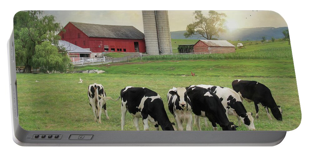Farm Portable Battery Charger featuring the photograph Belleville Cows by Lori Deiter