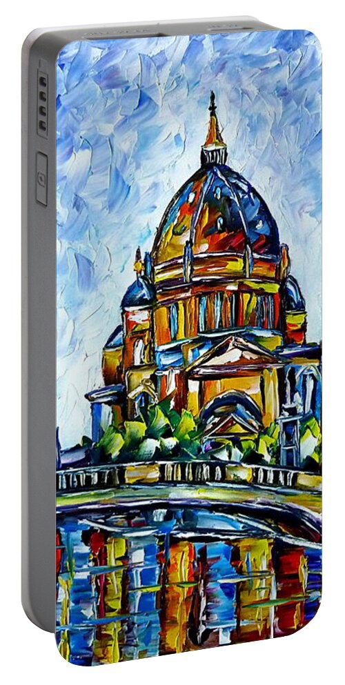 Church Painting Portable Battery Charger featuring the painting Berlin Cathedral by Mirek Kuzniar