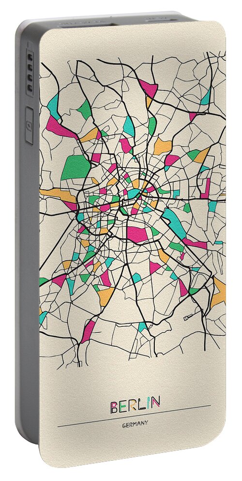 Berlin Portable Battery Charger featuring the drawing Berlin, Germany City Map by Inspirowl Design