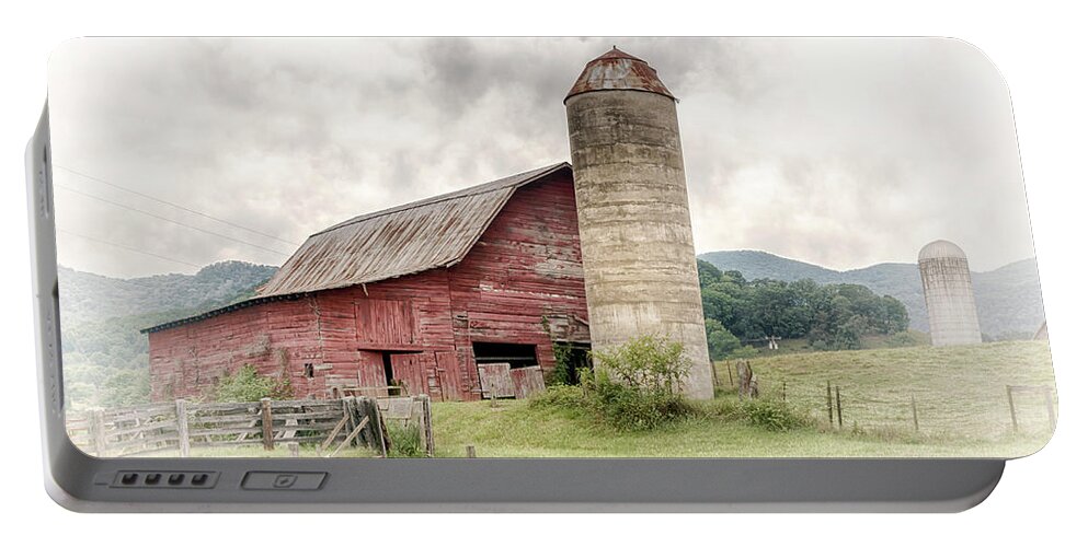 Barn Portable Battery Charger featuring the photograph Big Red Barn and Silo #0971 by Susan Yerry
