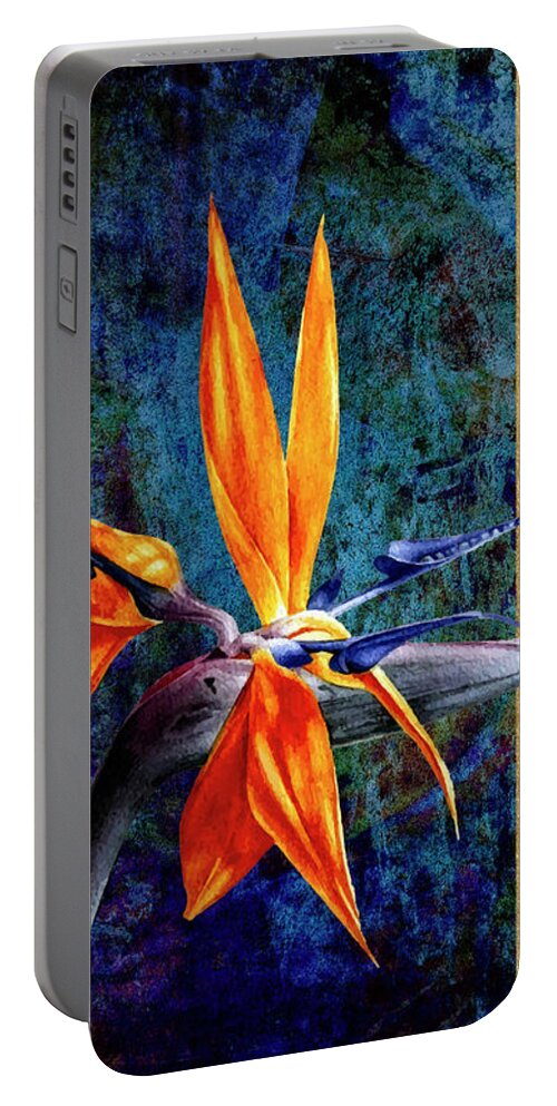 Abstract Portable Battery Charger featuring the digital art Bird of Paradise by Sandra Selle Rodriguez
