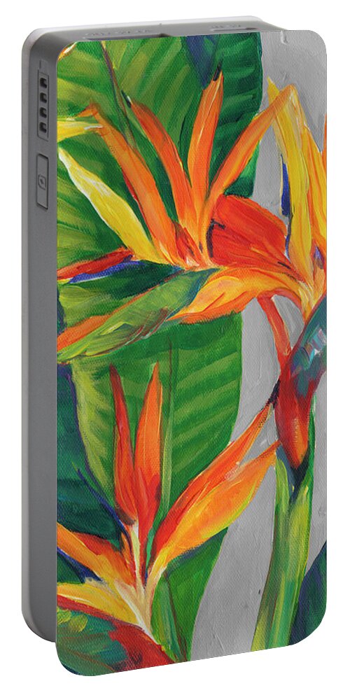 Botanical Portable Battery Charger featuring the painting Bird Of Paradise Triptych II by Tim Otoole