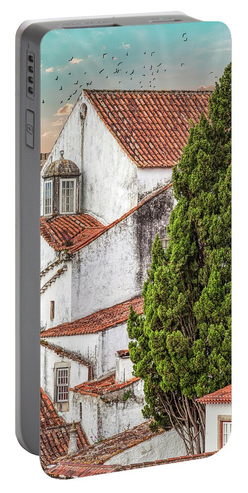 Castle Portable Battery Charger featuring the photograph Birds Over Obidos by David Letts