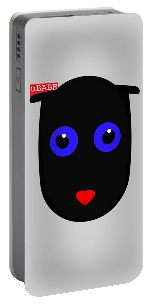 Ubabe African Portable Battery Charger featuring the digital art Black Cat by Ubabe Style