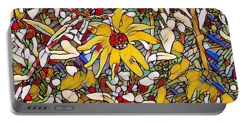 Black-eyed-susan Portable Battery Charger featuring the painting Black Eyed Susan Flower 17 by Jeelan Clark
