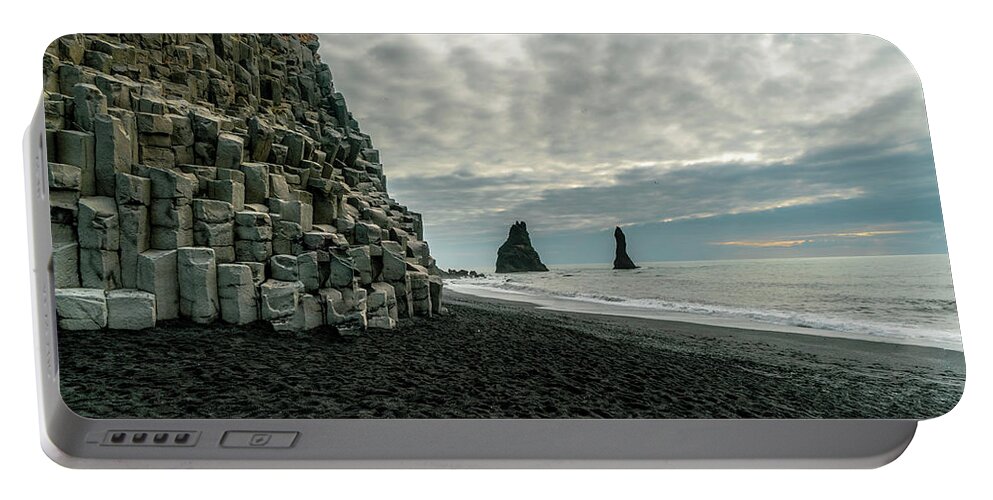 Iceland Portable Battery Charger featuring the photograph Black Sands by Arthur Oleary