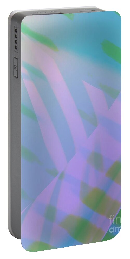 Abstract Portable Battery Charger featuring the photograph Abstract Art Tropical Blinds Blue Green textured background by Itsonlythemoon -