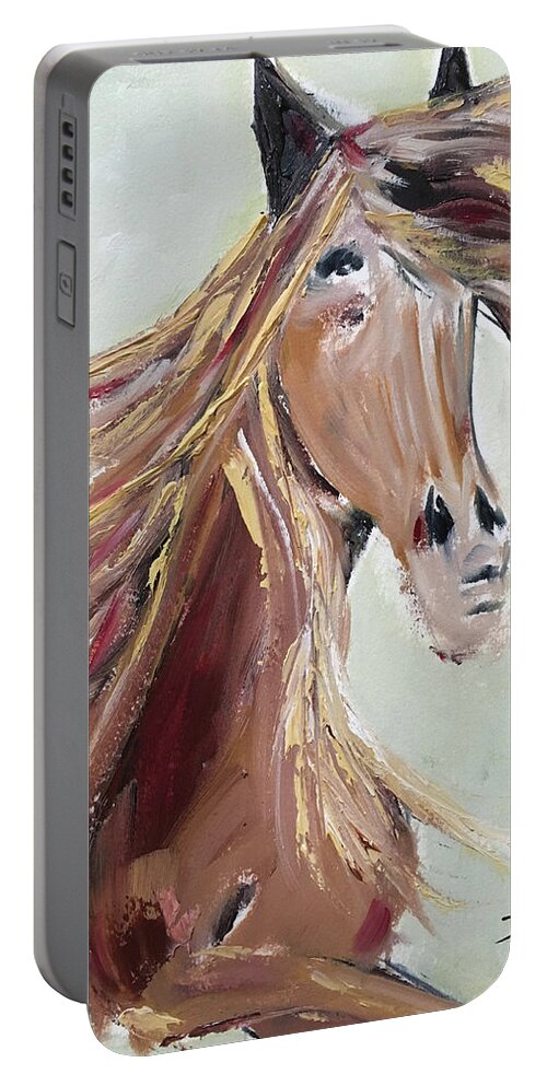 Horse Portable Battery Charger featuring the painting Blonde Beauty by Roxy Rich