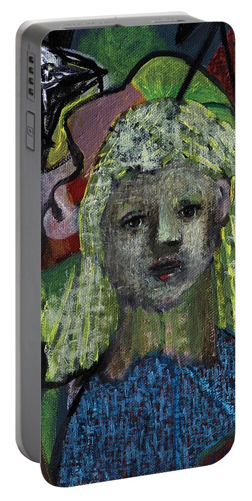 Blonde Portable Battery Charger featuring the painting Blonde girl by Edgeworth Johnstone