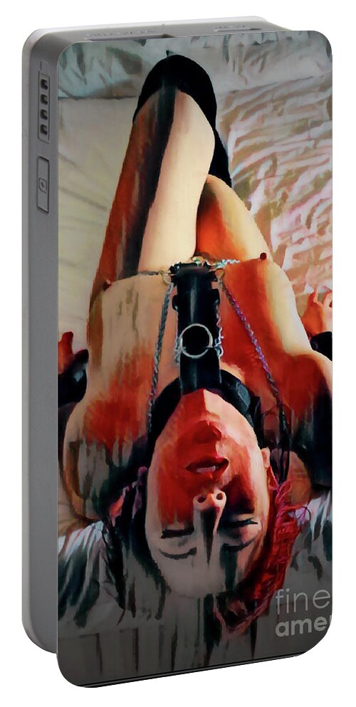 Dark Portable Battery Charger featuring the digital art Blood Lust by Recreating Creation