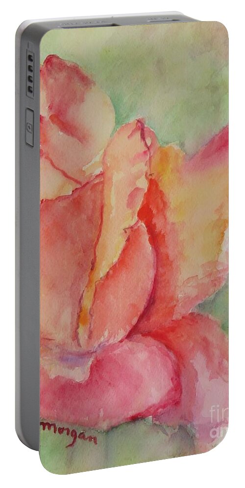 Rose Portable Battery Charger featuring the painting Blooming Rose by Laurie Morgan