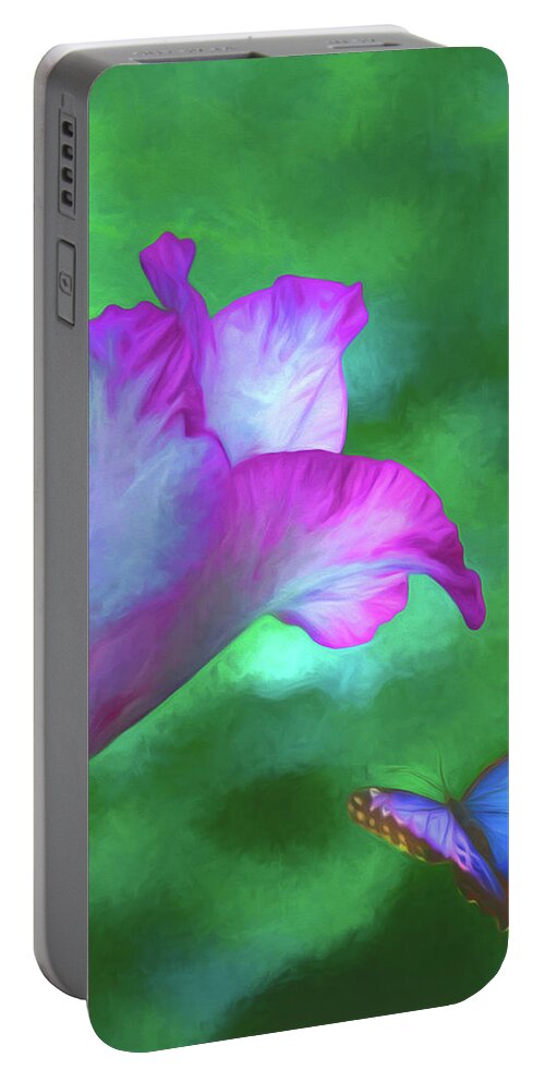 Blossom Portable Battery Charger featuring the photograph Blossom and Butterfly by Cathy Kovarik